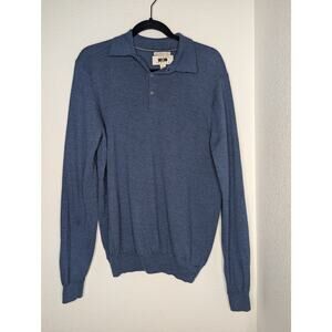 Joseph Abboud Men Extra Fine Merino Wool Blue Sweater L